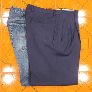 (2 Pack) Mens Blue Dress Pants and Nautica Jeans